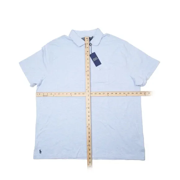 Polo Ralph Lauren Cotton & Linen Custom Slim Fit Polo Shirt Blue 2XL